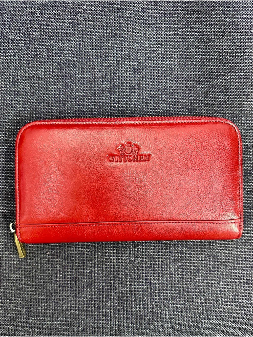 Red Leather Zip-Around Wallet